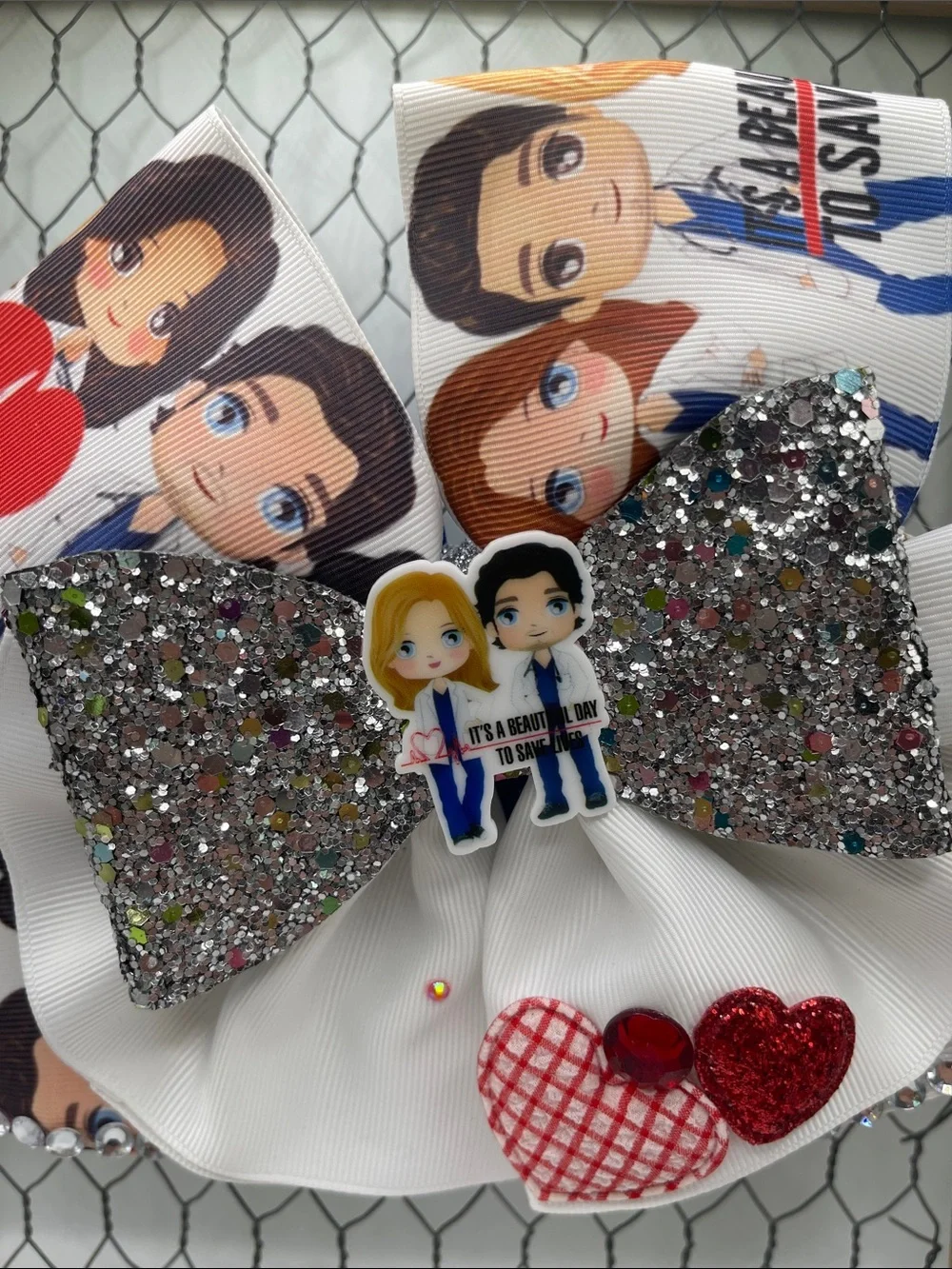 Handmade Grey's Anatomy Inspired Fan Art Hair Bow